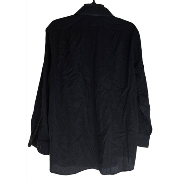 Van Heusen Classic Fit Black Brushed Cotton Long Sleeve Shirt XL Wrinkle-Free - Picture 2 of 4